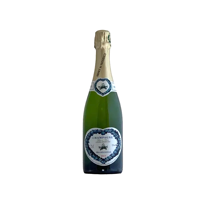 En kasse med 12 flasker Champagne Henry de Vaugency Amoureux Grand Cru, 75 cl